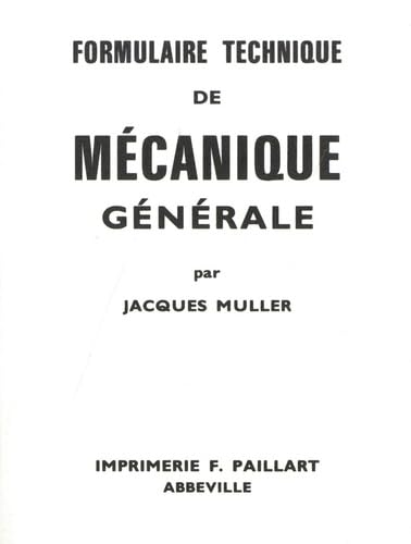 Formulaire technique de mécanique (2000) 9782853140027