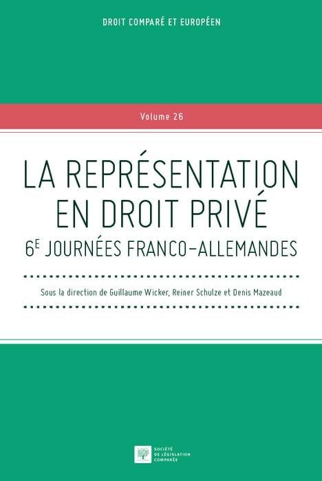 LA REPRÉSENTATION EN DROIT PRIVÉ: 6ÈMES JOURNÉES FRANCO-ALLEMANDES 9782365170659