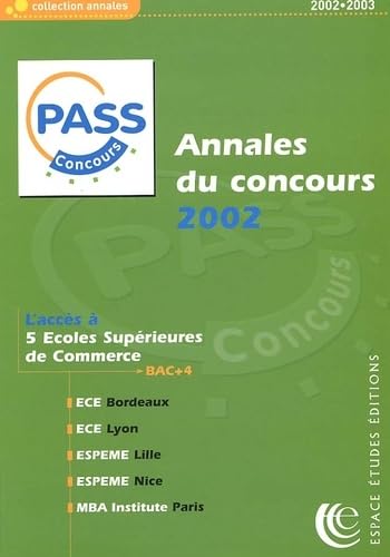 Concours PASS : Annales du concours 2002 9782845550728