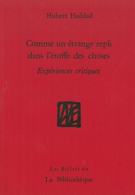 Comme un étrange repli dans l'étoffe des choses: Expériences critiques 9782909688824