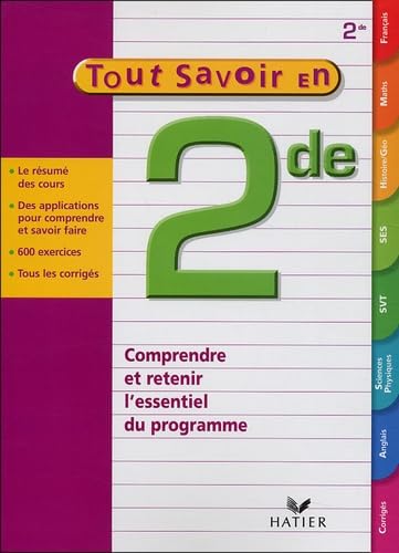 Tout savoir en 2e 9782218751981