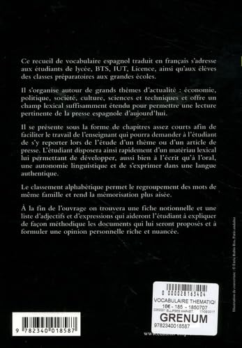 Vocabulaire thématique espagnol contemporain - 3e édition actualisée 9782340018587