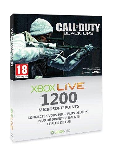 Carte Xbox Live 1200 Microsoft points Call of Duty Black Ops - édition limitée 0885370291254
