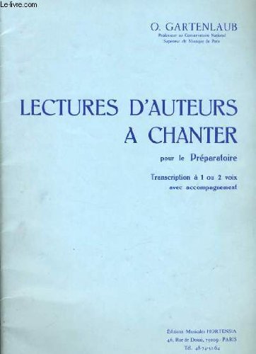 Lectures d'auteurs a chanter pour le préparatoire transcription à 1 ou 2 voix avec accompagnement