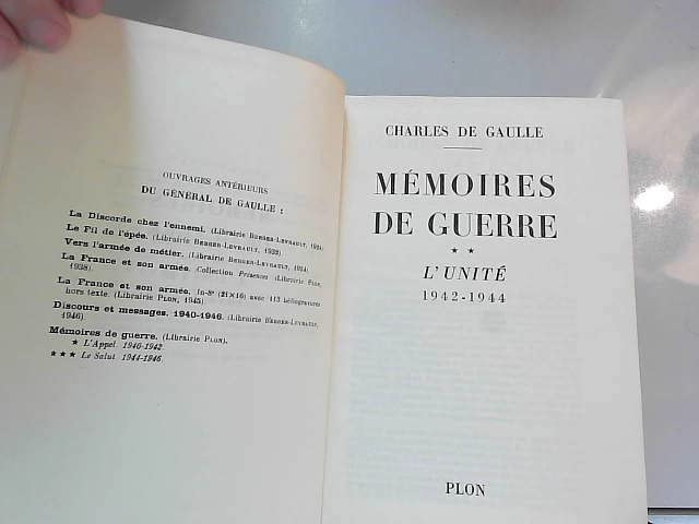 #144232 Charles de Gaulle, Mémoires de guerre ** L'unité 1942-1944