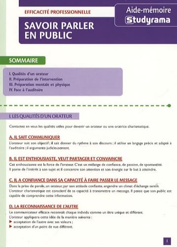 Savoir parler en public: aide mémoire 9782759002283