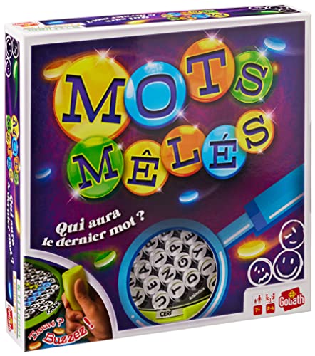 Goliath - MOTS MÊLÉS - Jeu de Société Famille dès 7 Ans - Jeux de Mots Mêlés Revisités Fun - Trouvez le Mot Caché puis Buzzez - Développe Observation et de Rapiditié - 2 à 4 joueurs - En Français 8711808705289