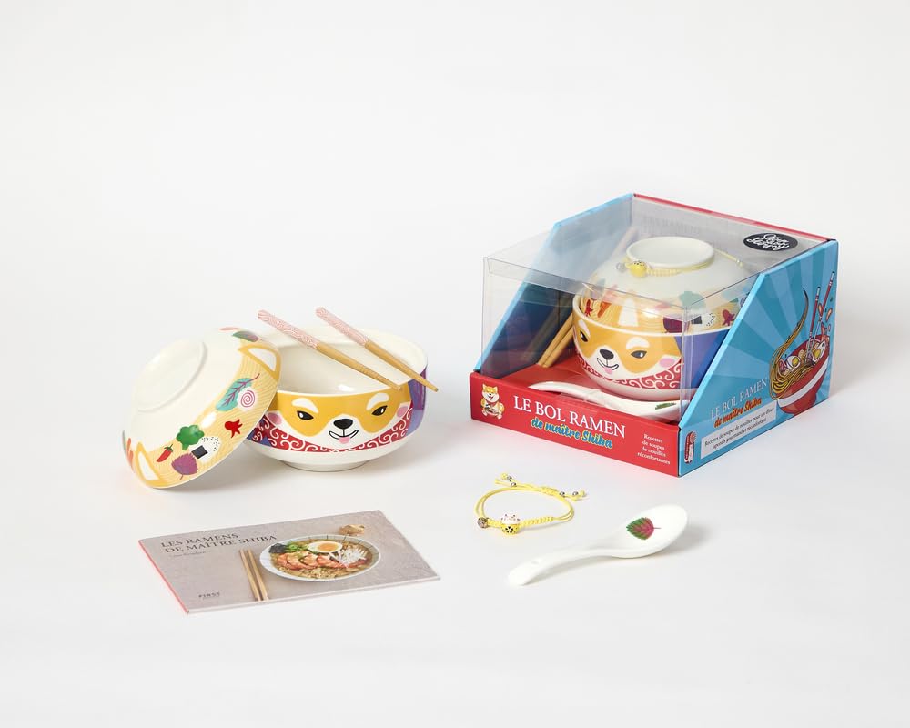 Coffret Le Bol Ramen de maitre Shiba: 1 bol ramen - 1 cuillère décorée - des baguettes - 1 livre de recettes - Coffret Japon 9782412103548