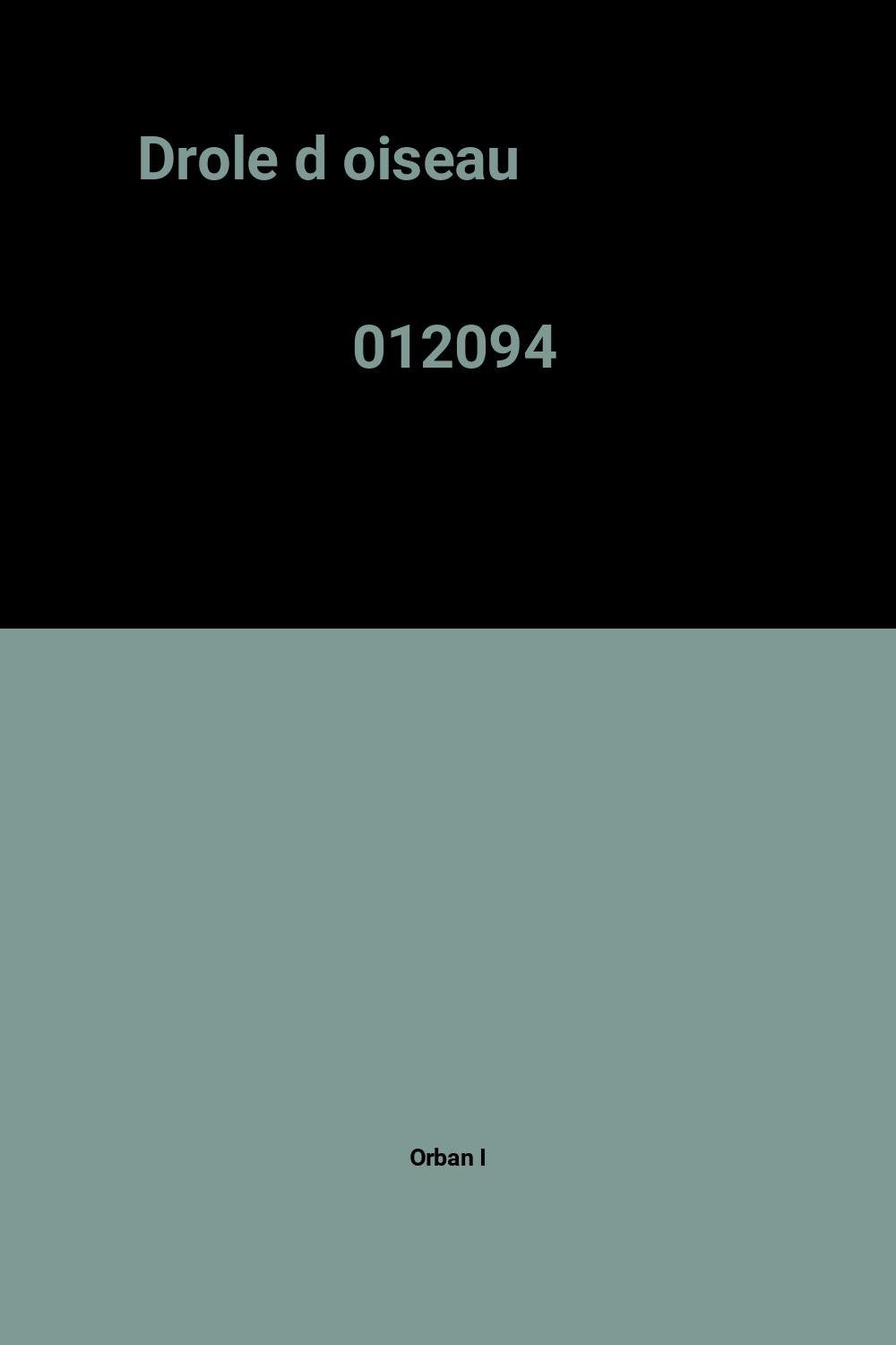 Drole d oiseau 012094 9782713011986