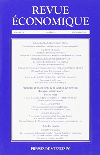 Revue économique, N° 5 - tome 58 : 9782724630756
