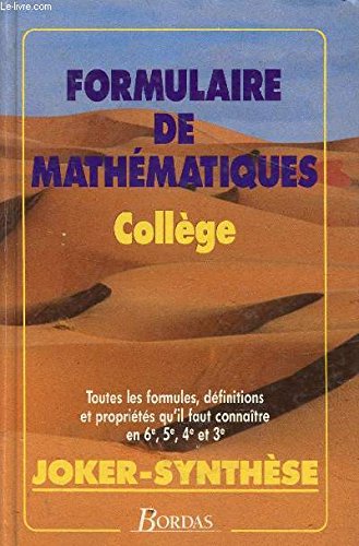 FORMUL.MATHS 6-5-4-3EME (Ancienne Edition) 9782040193850