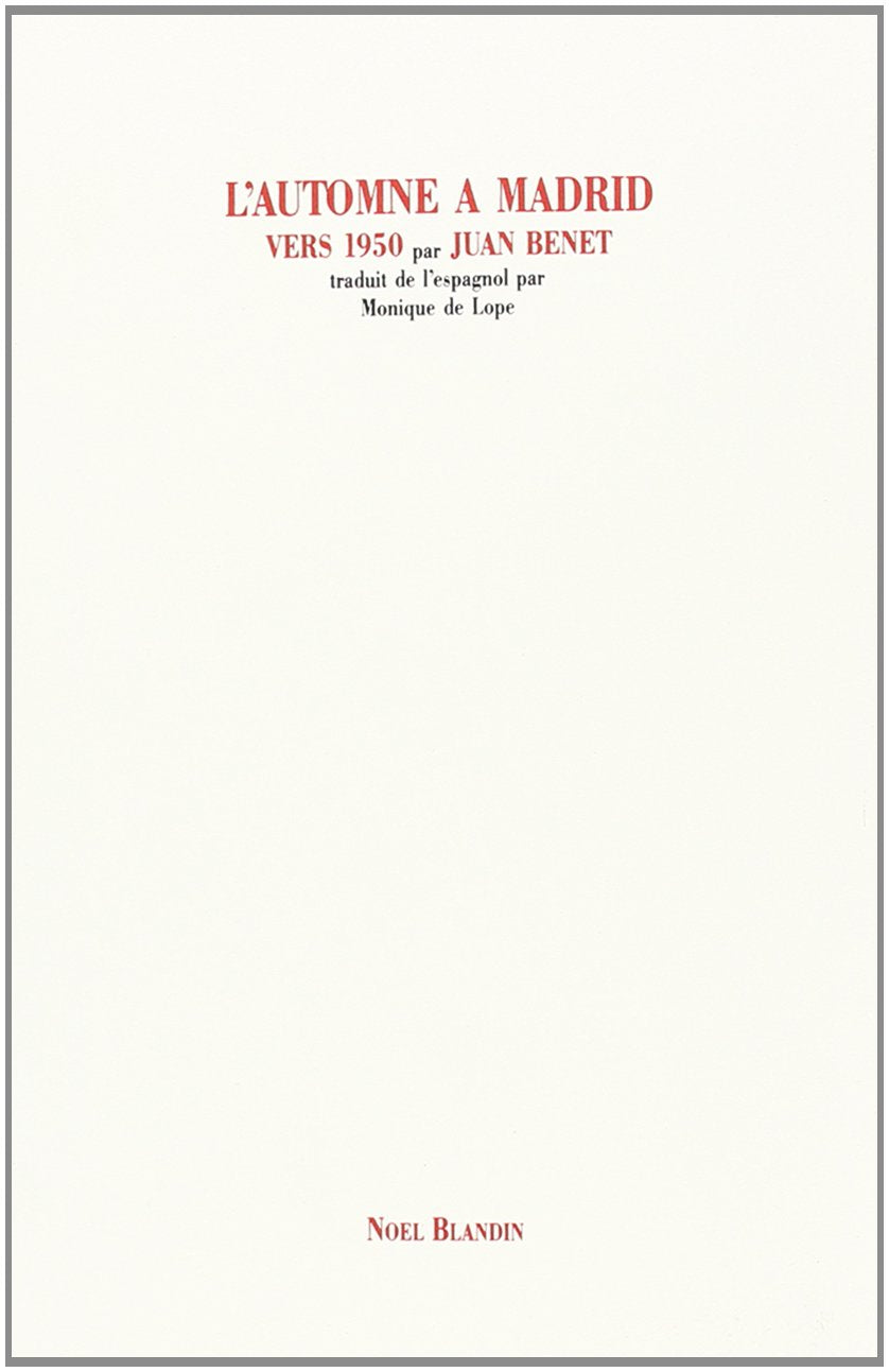 L'Automne à Madrid 9782907695022