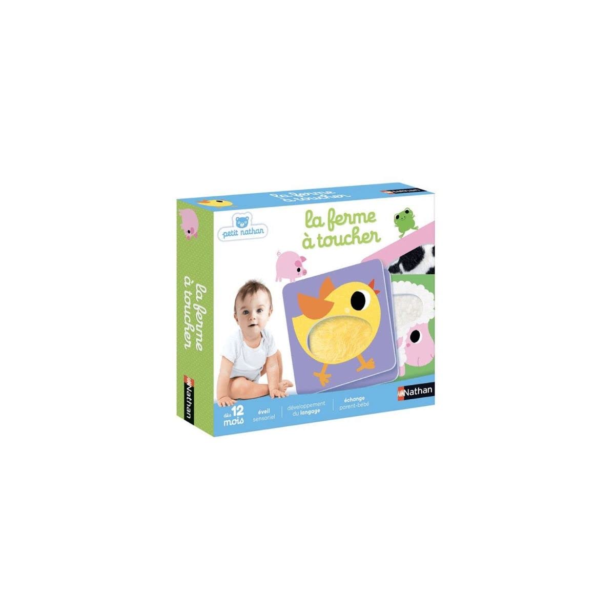 Nathan - La Ferme À Toucher - Jeu D'Éveil Sensoriel - Jeu Educatif - Animaux De La Ferme - Pour Des Moments En Famille - Toucher, Caresser, Manipuler - Pour Bébé Dès 12 Mois 8410446314449