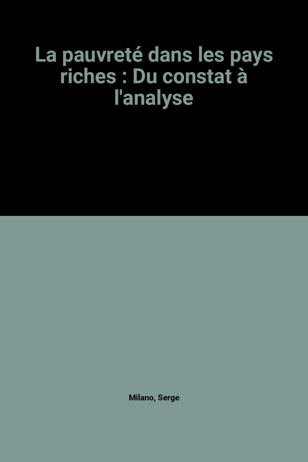 La pauvreté dans les pays riches: Du constat à l'analyse 9782091900841