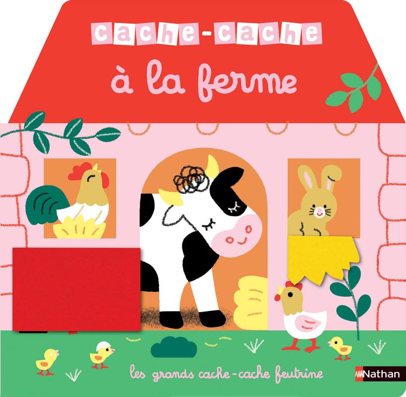 Cache-cache à la ferme - Un grand livre animé avec des flaps en feutrine - livre d'éveil pour les bébés dès 6 mois 9782095000417