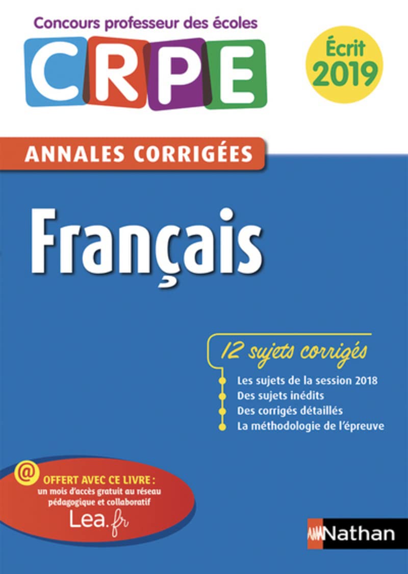 Annales CRPE Français - Ecrit 2019: Français - Ecrit 2019 9782091246314