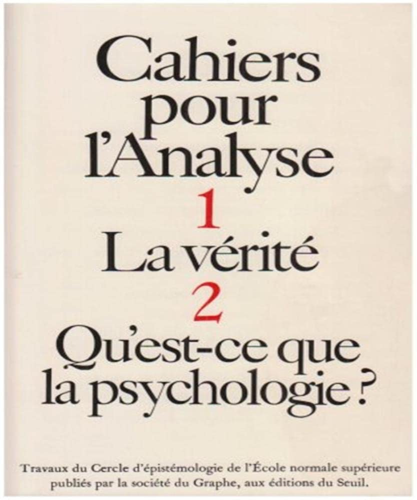 Cahiers pour l'analyse, numéro 1 9782020037716