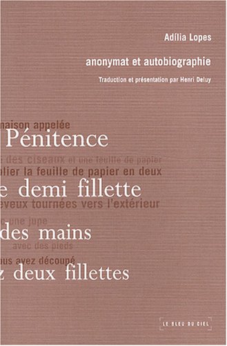 Anonymat et autobiographie 9782915232486