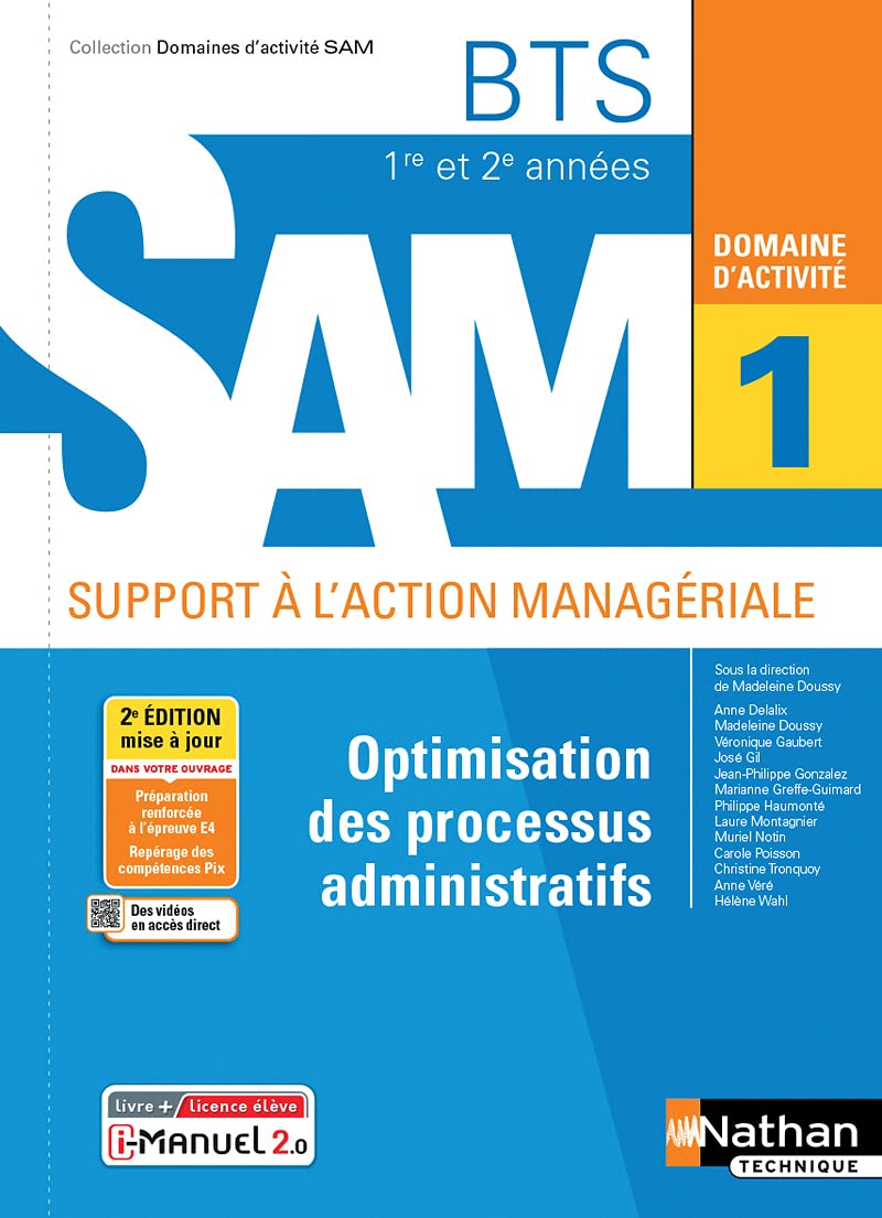 Domaine d'activité 1 - Optimisation des processus administratifs - BTS SAM 1re et 2e années - Coll. Domaines d'activités SAM 9782091672922
