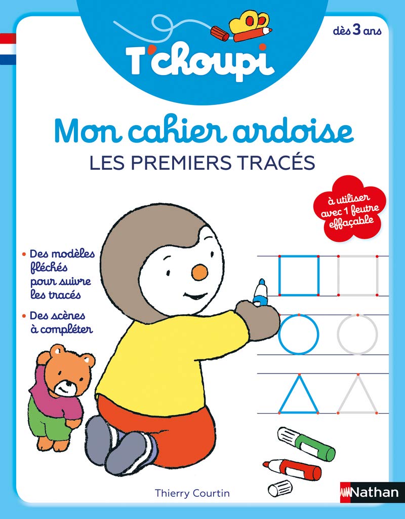 T'choupi mon cahier ardoise effaçable- Pour s'entraîner à dessiner ses premières formes (boucles, ponts, lignes ...) - Dès 3 ans 9782091934907