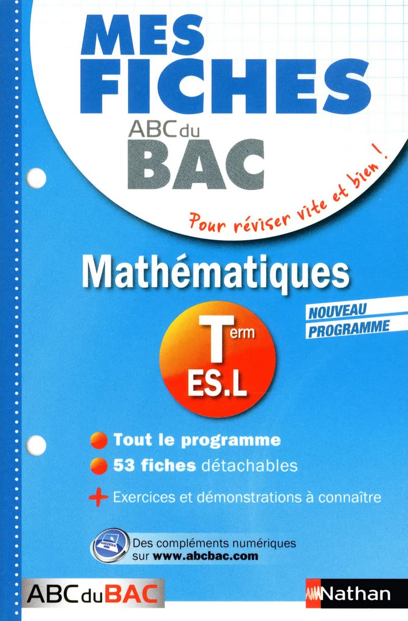 Mes fiches ABC du BAC Maths Term ES.L 9782091869636