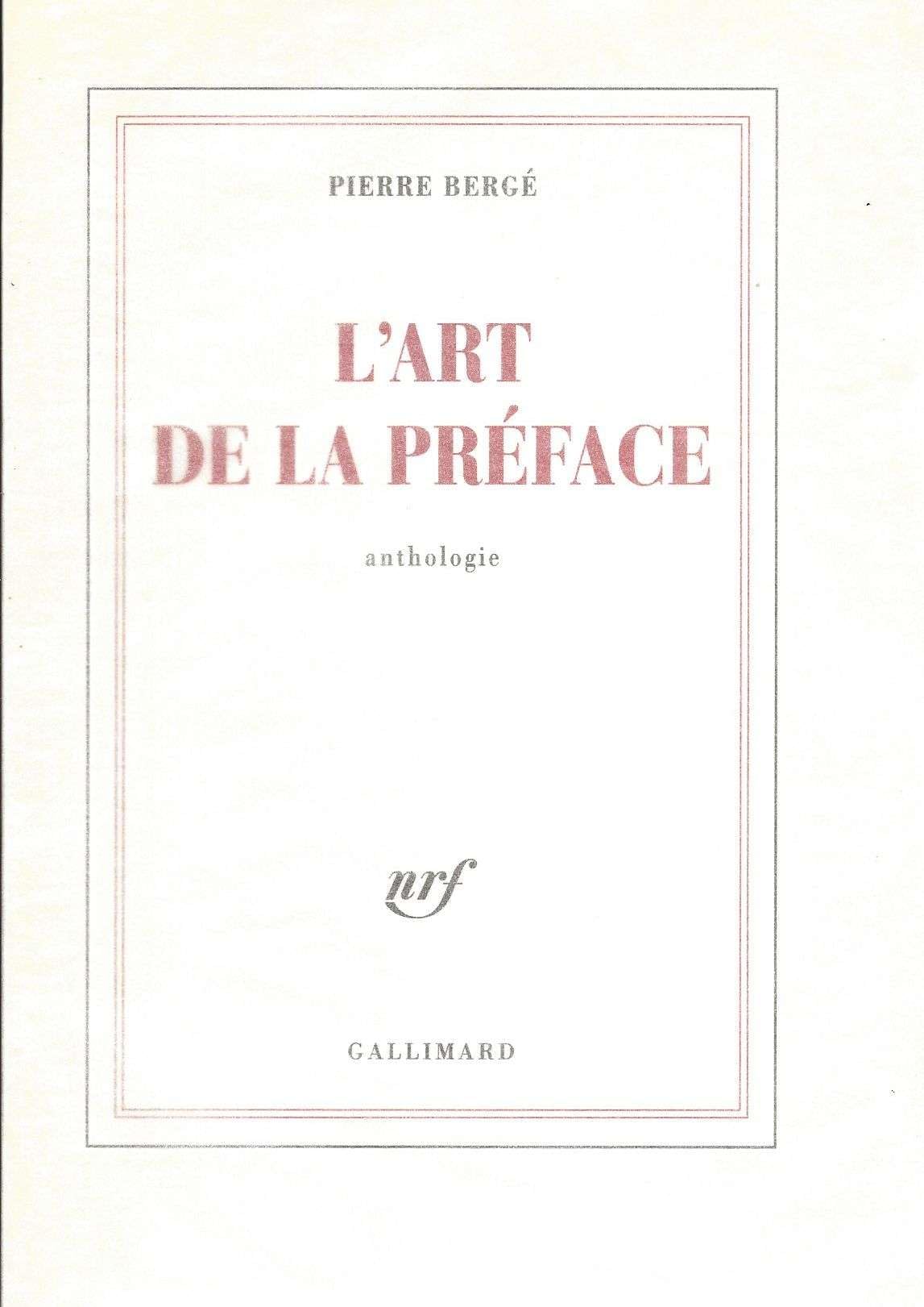 L'art de la préface 9782070122813