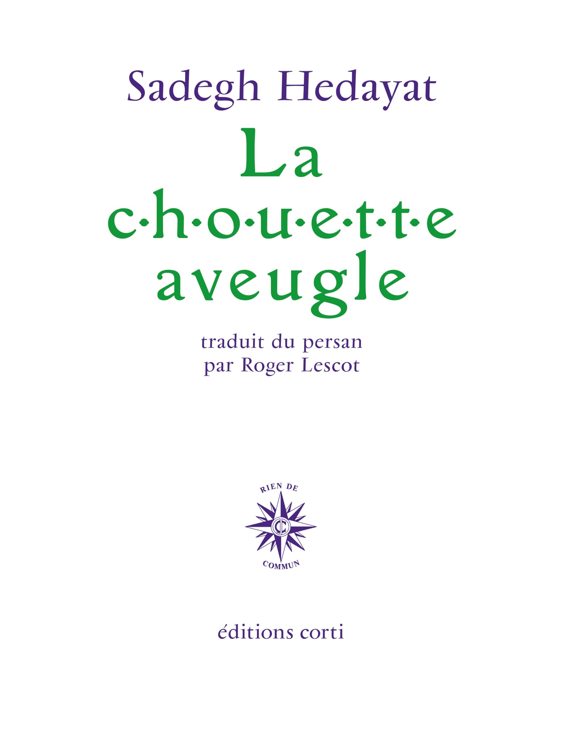 La Chouette aveugle 9782714302533