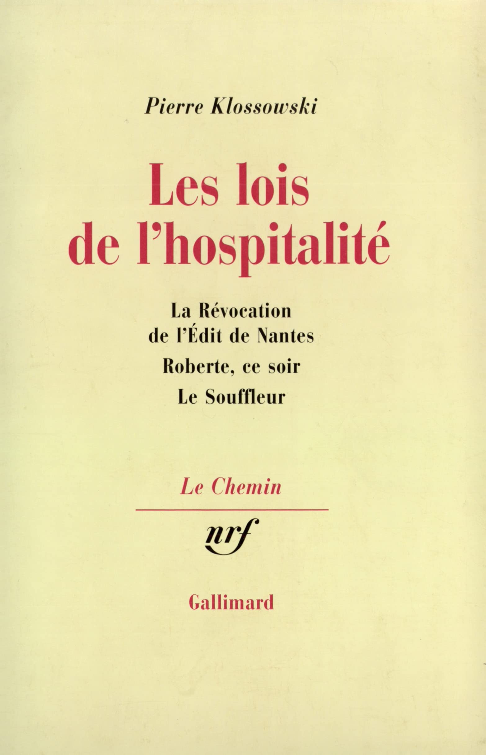 LES LOIS DE L'HOSPITALITE 9782070236176