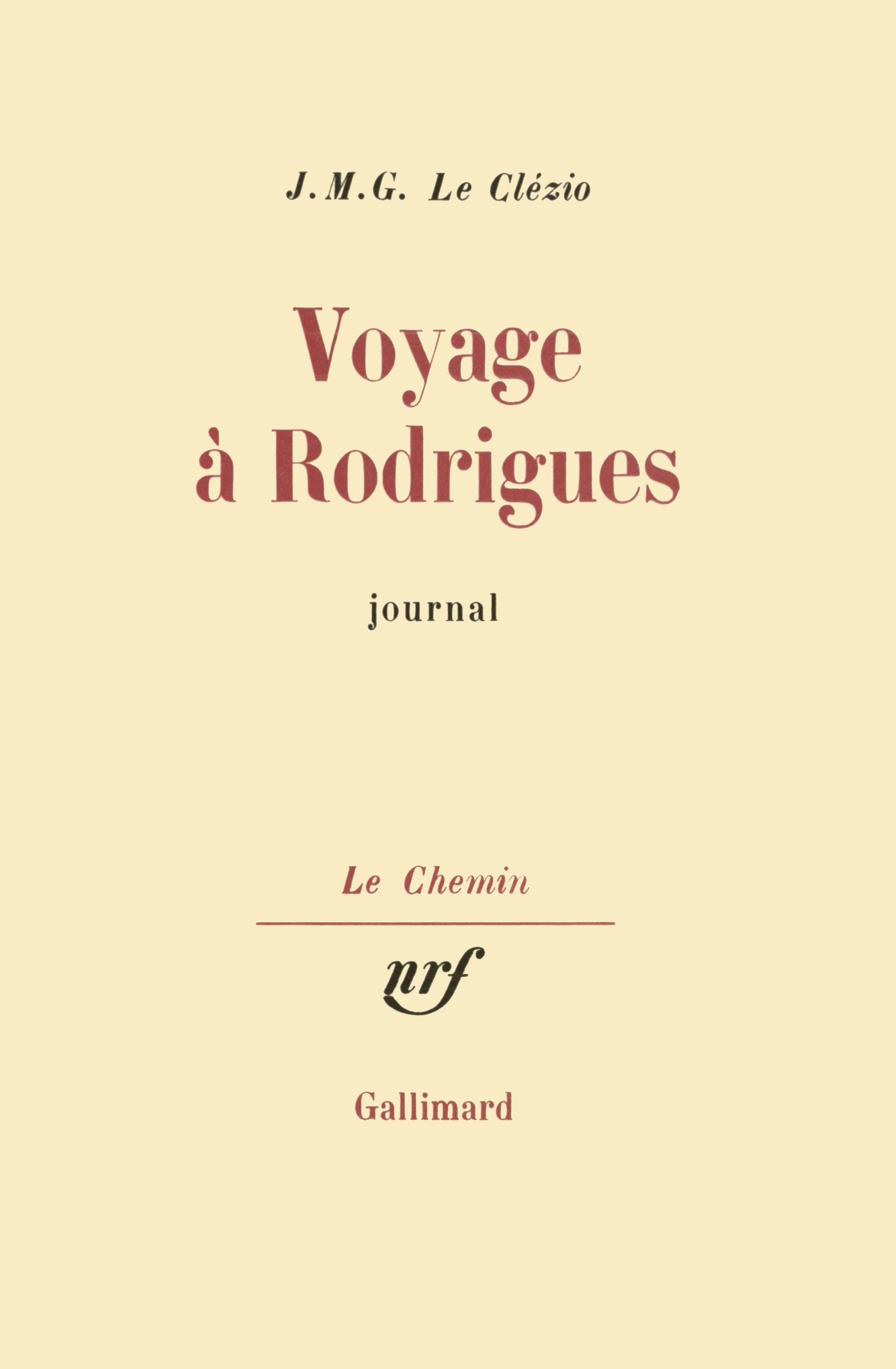 Voyage à Rodrigues: Journal 9782070703821