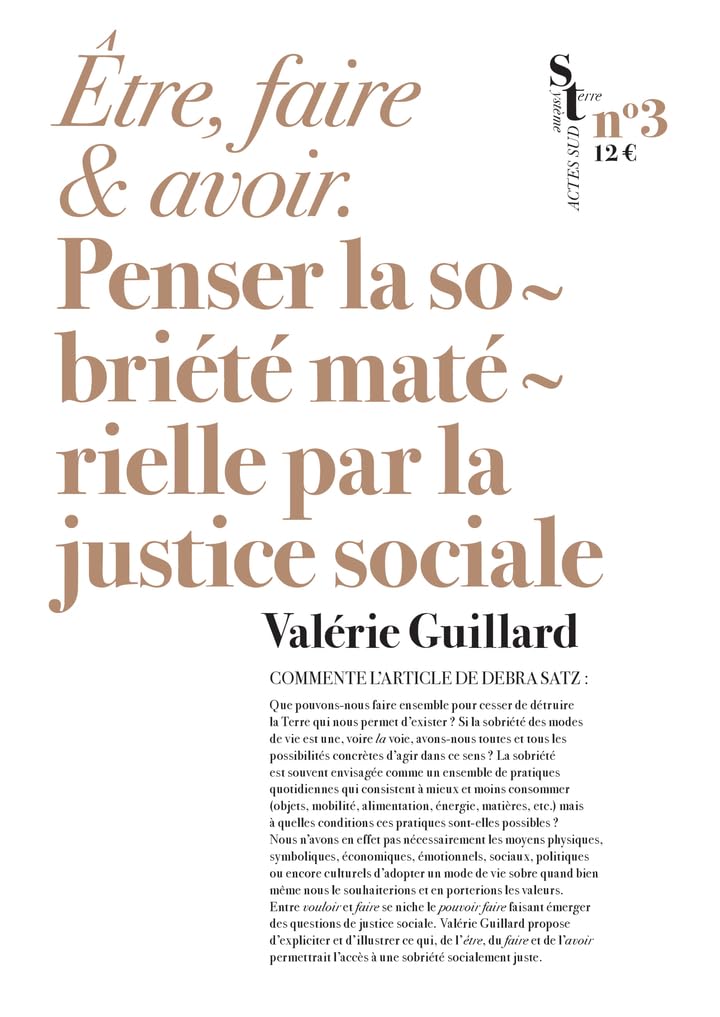 Etre, faire et avoir: Penser la sobriété matérielle par la justice sociale 9782330209513