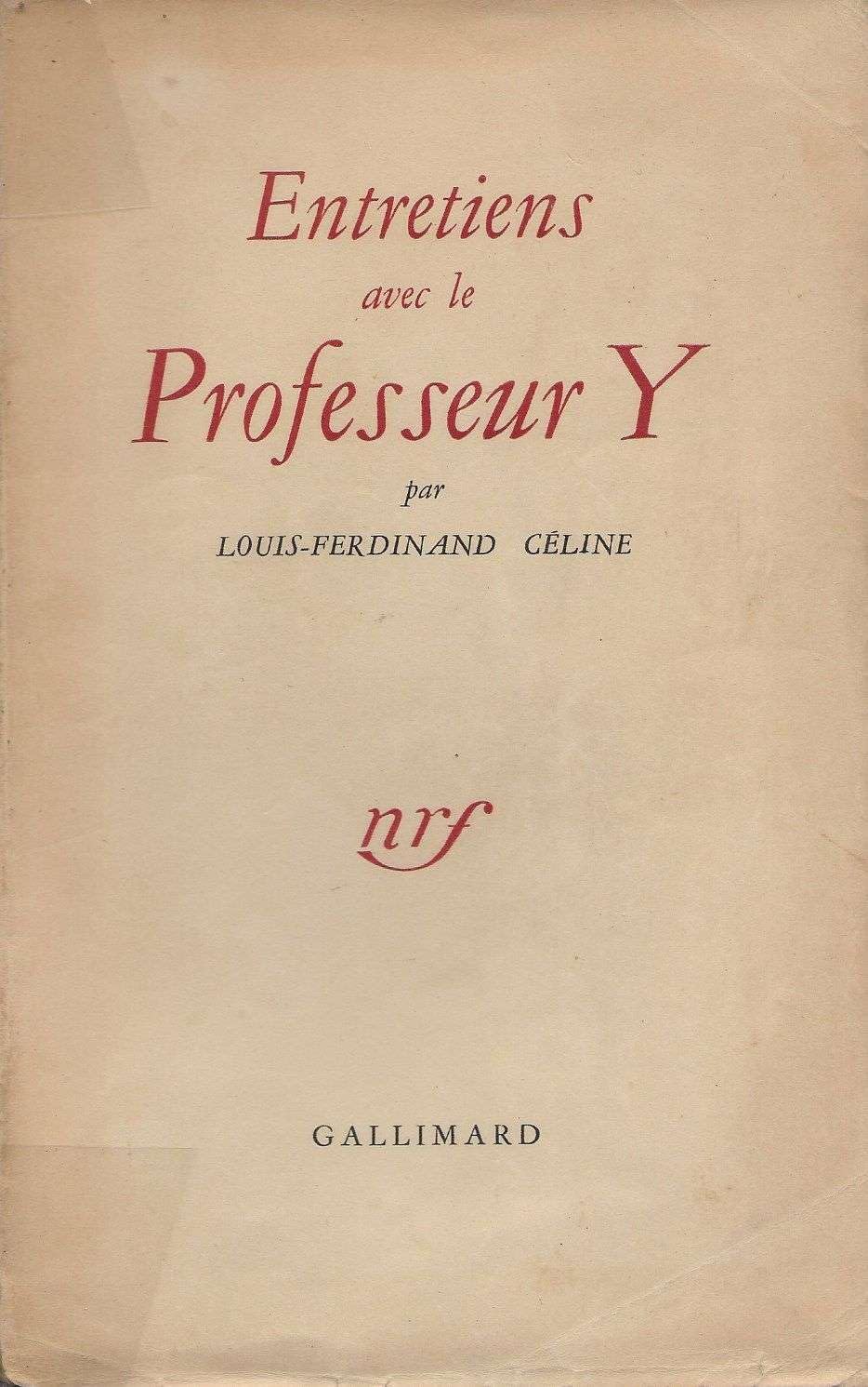 ENTRETIENS AVEC LE PROFESSEUR Y 9782070163229