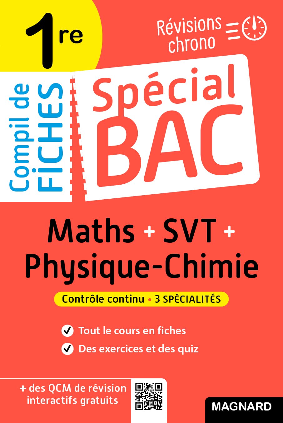 Spécial Bac Compil de Fiches Maths-Physique-Chimie-SVT 1re Bac 2025: Tout le programme des 3 spécialités 1re en fiches visuelles 9782210772786