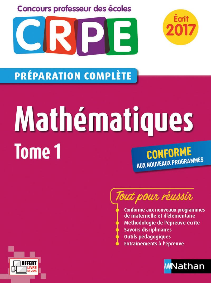 Mathématiques - Tome 1 - CRPE 2017 (01) 9782091647258