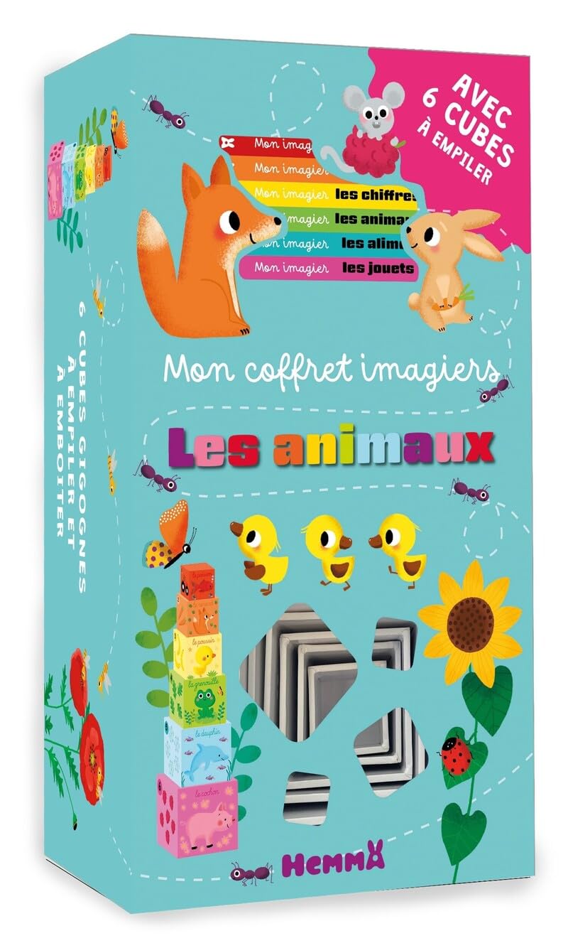 Mon coffret cubes et imagiers - Mon coffret imagiers - Les animaux - 6 cubes - cubes à empiler - imagiers animaux - 1 an 9782508062292