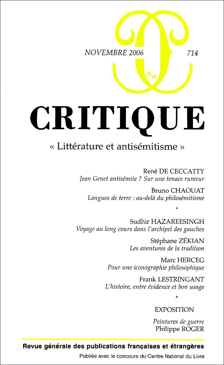 Critique 714 Littérature et antisémitisme 9782707319746