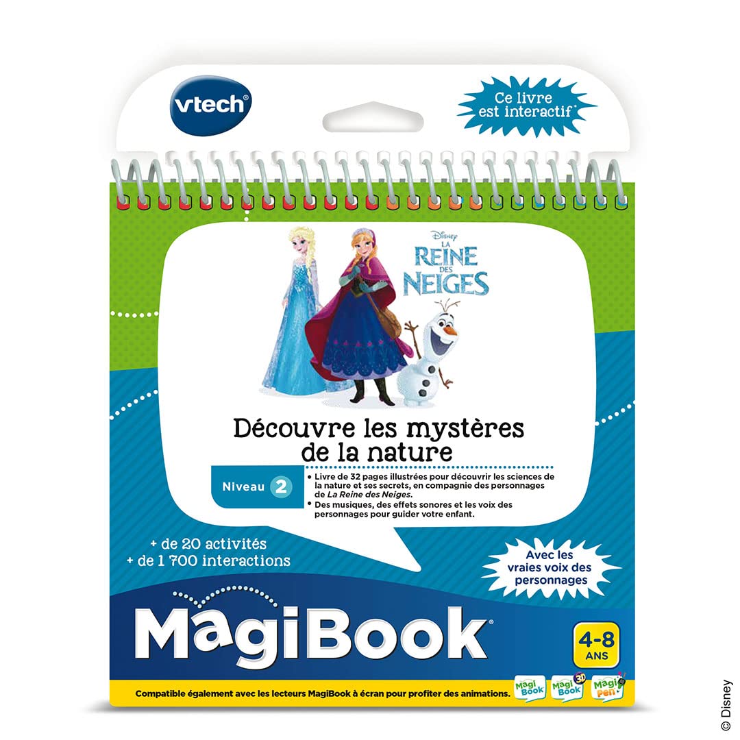 VTech - MagiBook La Reine des Neiges, Livre Éducatif Enfant Niveau 2 Découvre les Mystères de la Nature, Pages Illustrées et Interactives, Cadeau Fille et Garçon de 4 Ans à 8 Ans - Contenu en Français 3417764621056