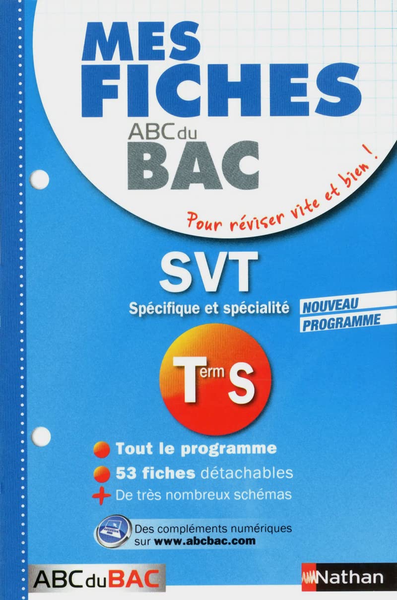 MES FICHES ABC BAC SVT TERM S SPECIFIQUE ET SPECIALITE 9782091869599