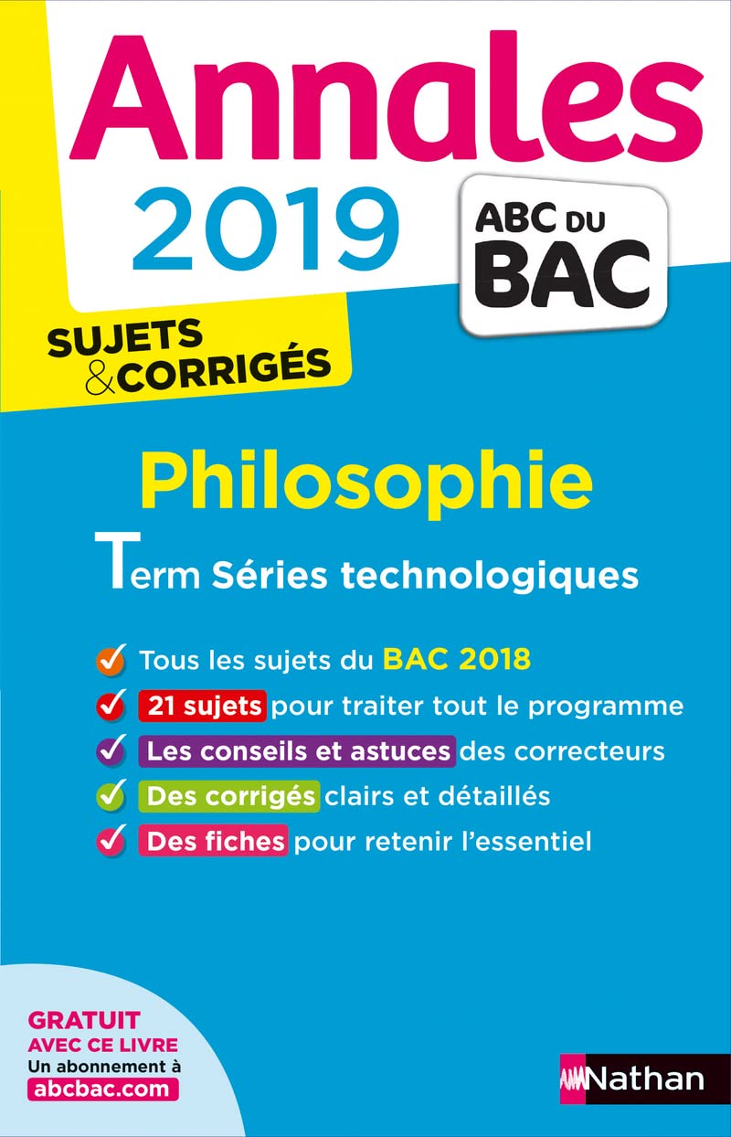 Annales ABC du BAC 2019 - Philo Term STMG 9782091573601
