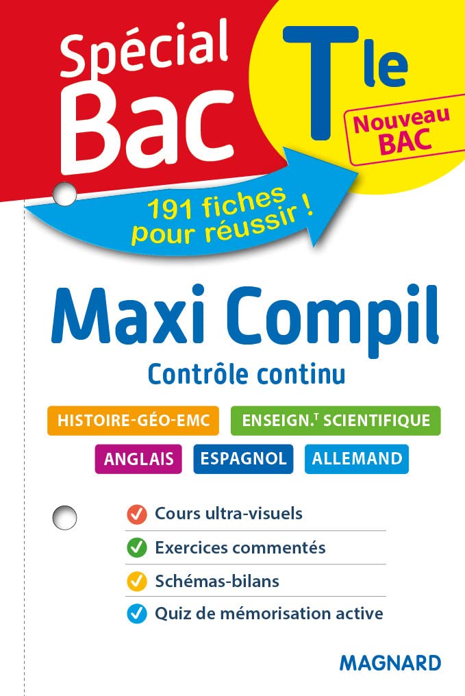 Spécial Bac Maxi Compil de Fiches contrôle continu Tle Bac 2021: Tout le programme en 191 fiches, cours ultra-visuel, mémos, schémas-bilans, exercices et QCM 9782210765276