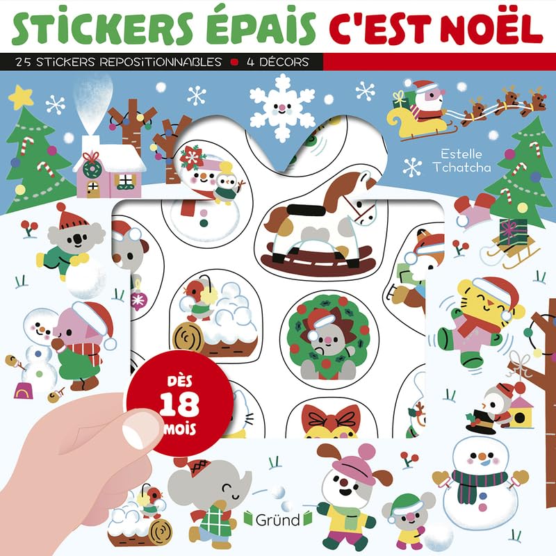 Stickers épais : C'est Noël – Pochette de 25 autocollants épais et repositionnables avec 4 décors – À partir de 18 mois 9782324035951