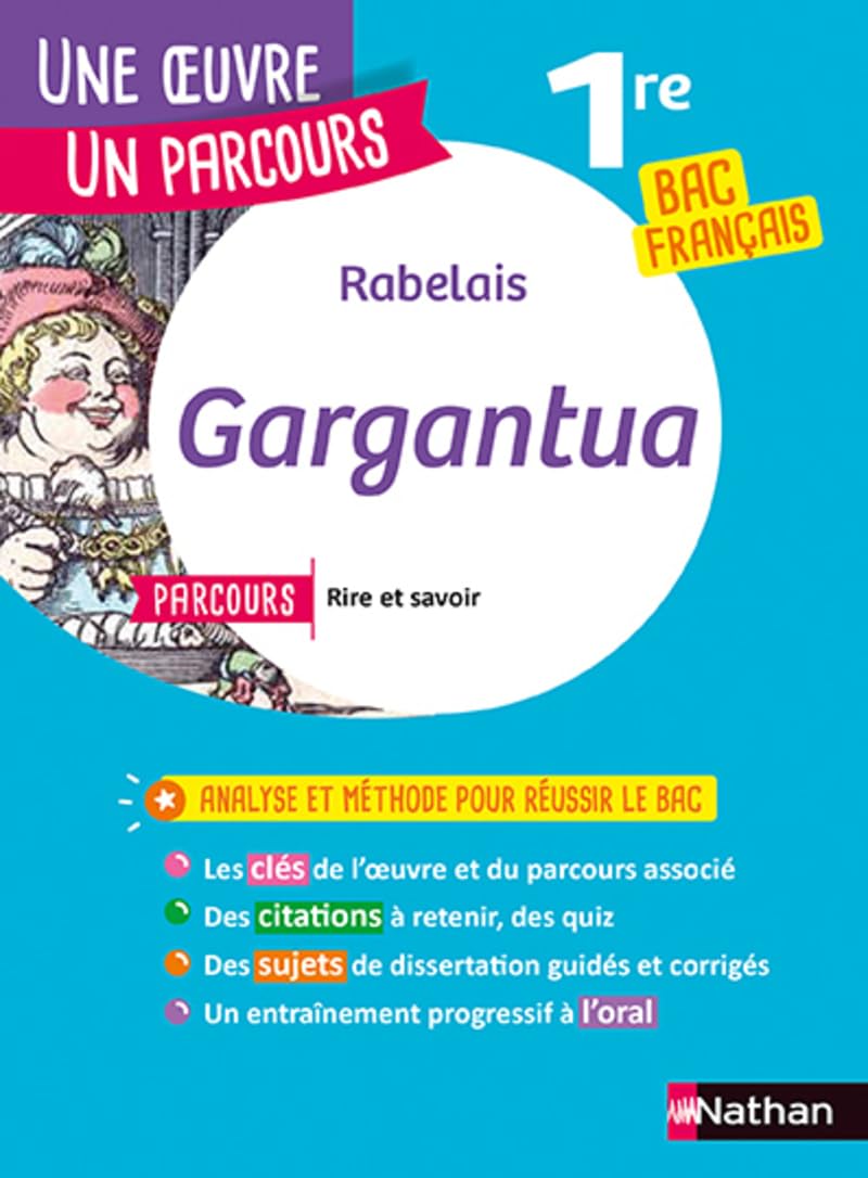 Analyse et étude de l'oeuvre - Gargantua de Rabelais - Réussir son BAC Français 1re 2025 - Parcours associé Rire et savoir - Voies générale et technologique - Une oeuvre, un parcours 9782091865010