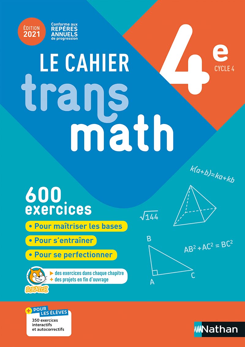 Le Cahier Transmath 4e - Edition 2021 9782091729367