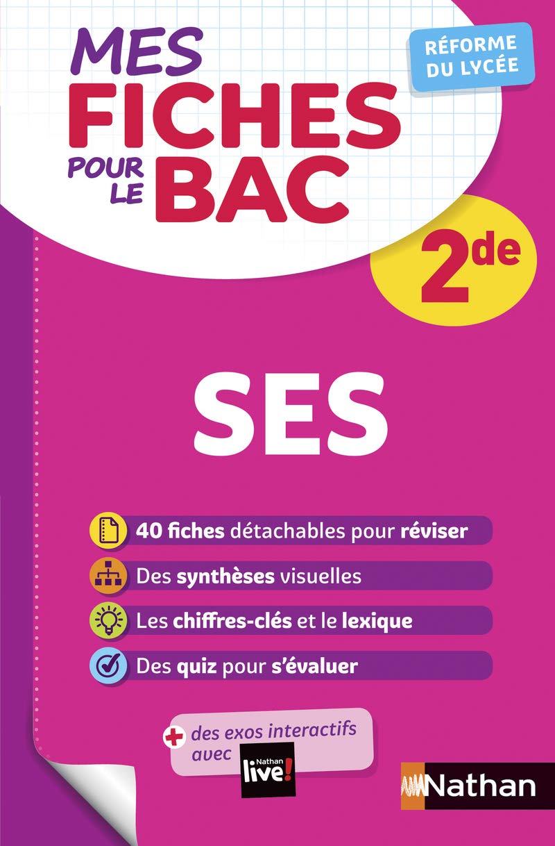 SES (Sciences économiques et sociales) Seconde - Programme 2024-2025 - Mes fiches pour le BAC 2de 9782091574813
