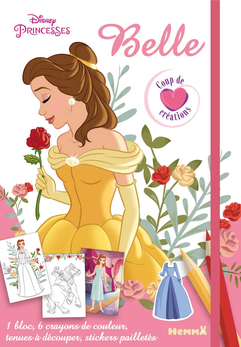 Disney Princesses - Belle - Coup de coeur créations - Kit mode avec coloriage et stickers - Dès 5 ans 9782508043444