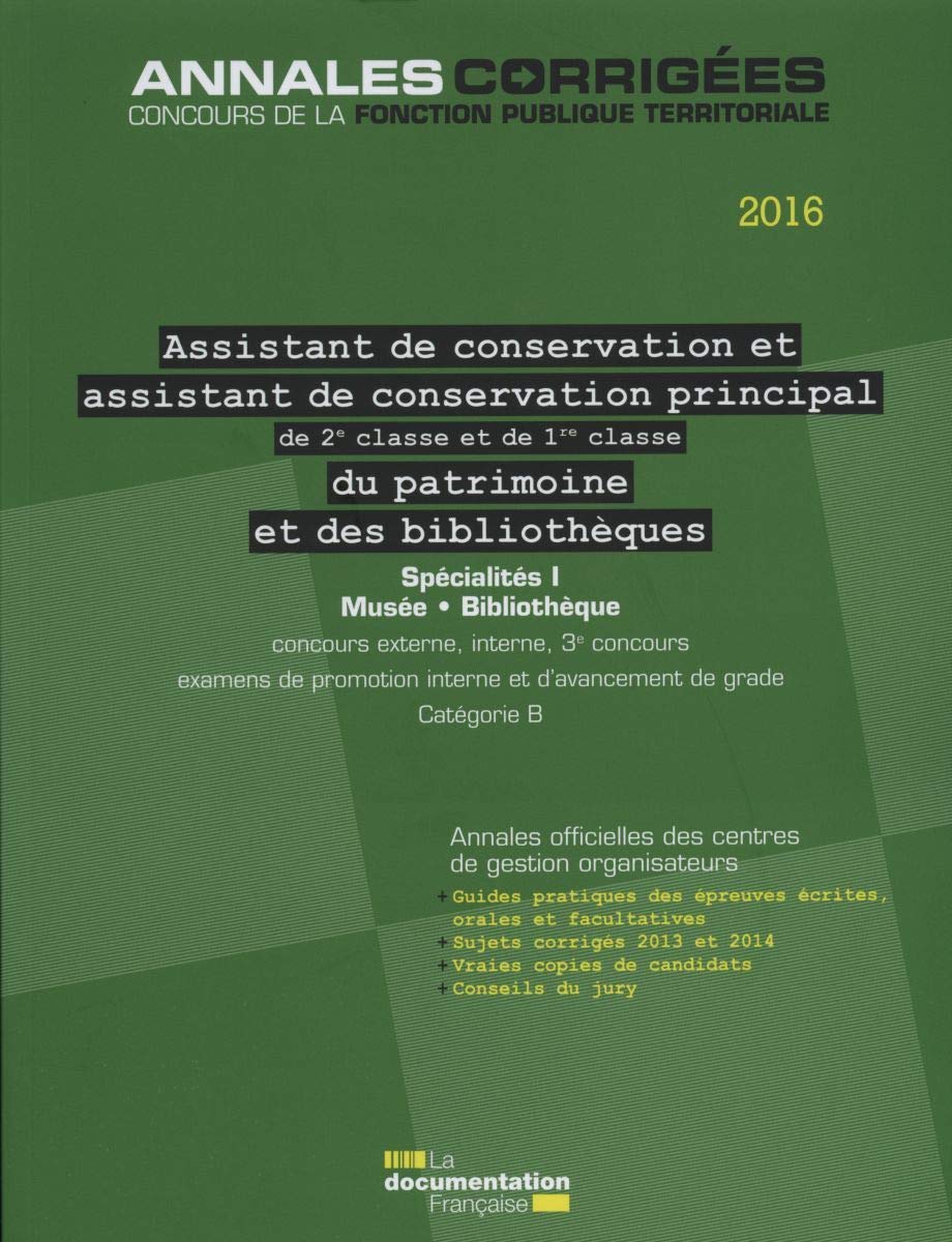 assistant.assistant principal de 2e et 1re cl de conservation du patrimoine et 9782110098542