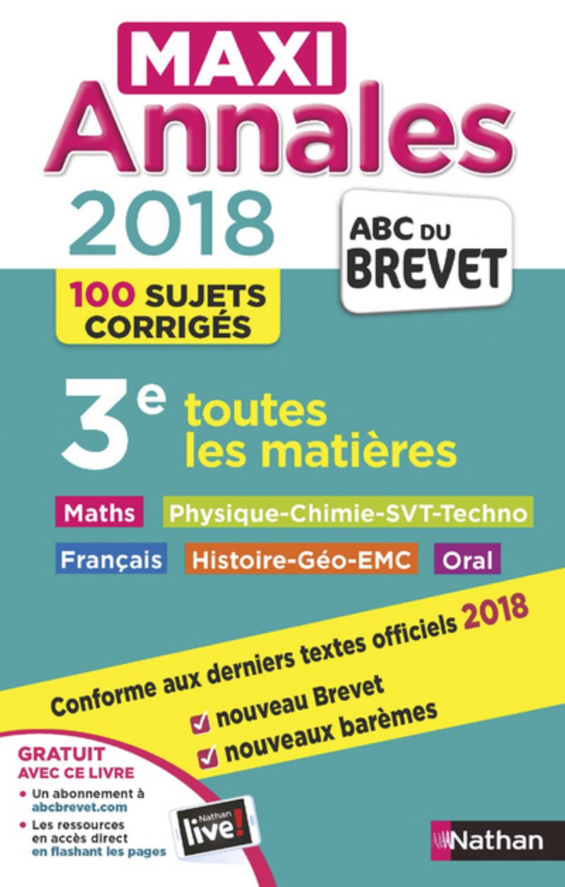 Maxi Annales Brevet 2018 - Toutes les matières 9782091520261