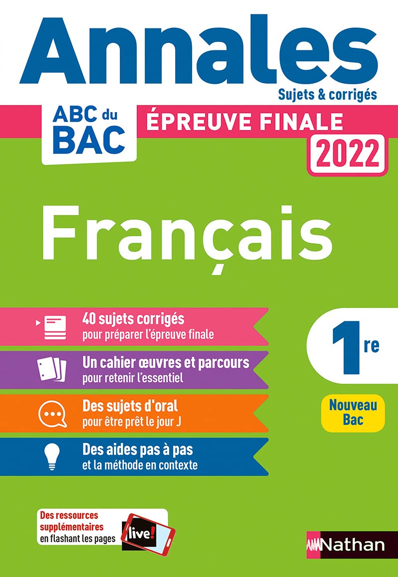 Annales ABC du BAC 2022 - Français 1re - Sujets et corrigés - Enseignement commun première - Epreuve finale Bac 2022 9782091572734