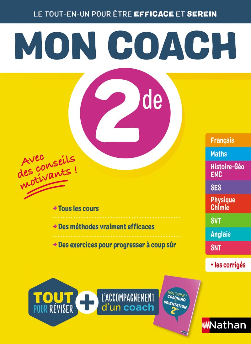 Mon coach 2de - Toutes les matières Seconde 2025-2026 - Mathématiques, Physique-Chimie, SVT, SES, Français, Histoire-Géographie, Anglais 9782091573137