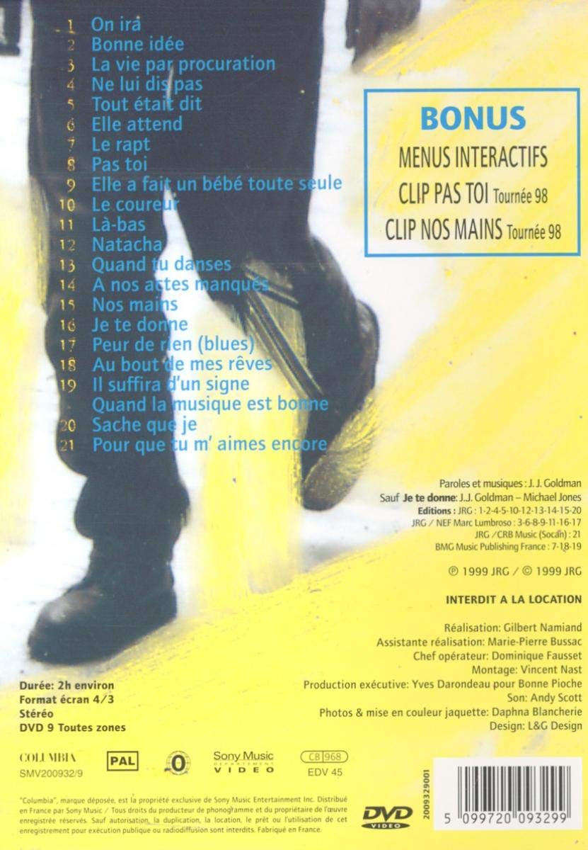 Jean-Jacques Goldman : Tournée en passant 1998 5099720093299