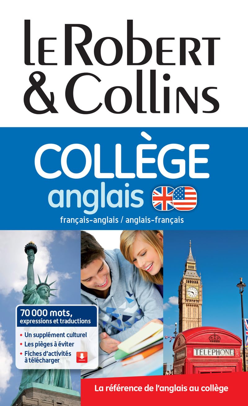 Dictionnaire Le Robert & Collins Collège Anglais + règle des verbes irréguliers 9782321006916